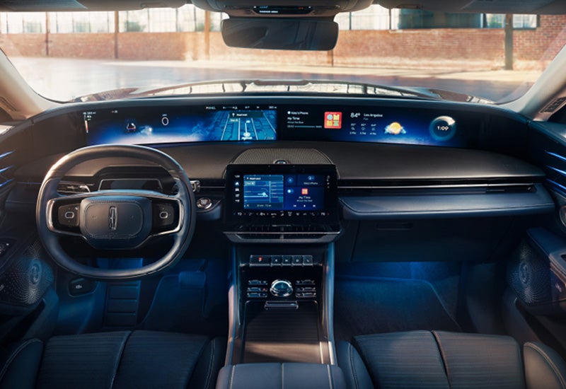A large panoramic display is shown on the dashboard of a 2024 Lincoln Nautilus® SUV | Pines Lincoln in Pembroke Pines FL